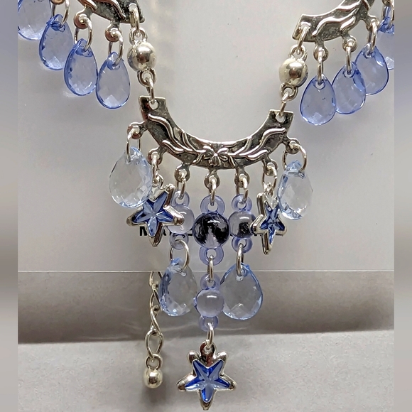 Necklace and Earrings Set - Silver & Blue Stars - Picture 2 of 4